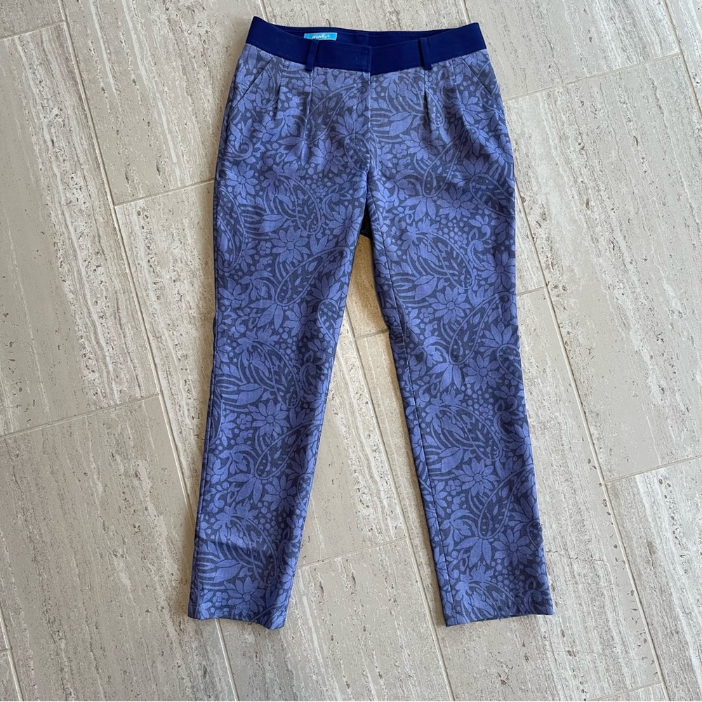 Straight Leg Floral Jacquard Pants in Bluish/Periwinkle from British Wolsey golf